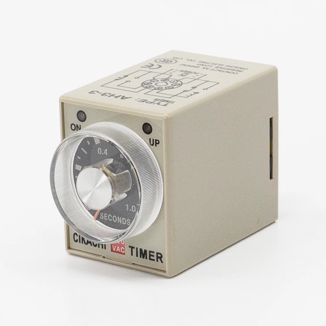 CIKACHI Timer AH3-3 / 220VAC / 5A 250VAC / 8-Pin / 50/60Hz / Relay / 0.0s - 1.0s