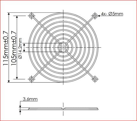120mm Square Fan Finger Guard Steel, Chrome Plated 8 Rings