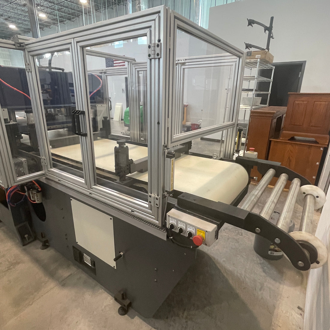 50% OFF FLOOR MODEL! NEW 20 Ton Mini Beam Platen Press with Conveyor Automation Package