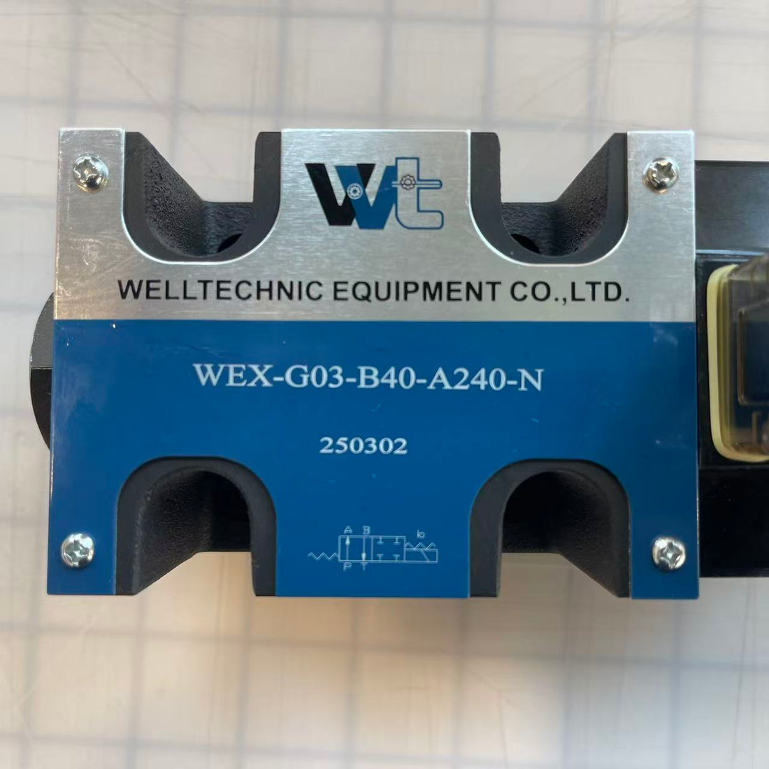Welltechnic WEX-G03-B40-A240-N Hydraulic Solenoid Valve – G03 Size, 240V AC, 40L/min Flow Rate