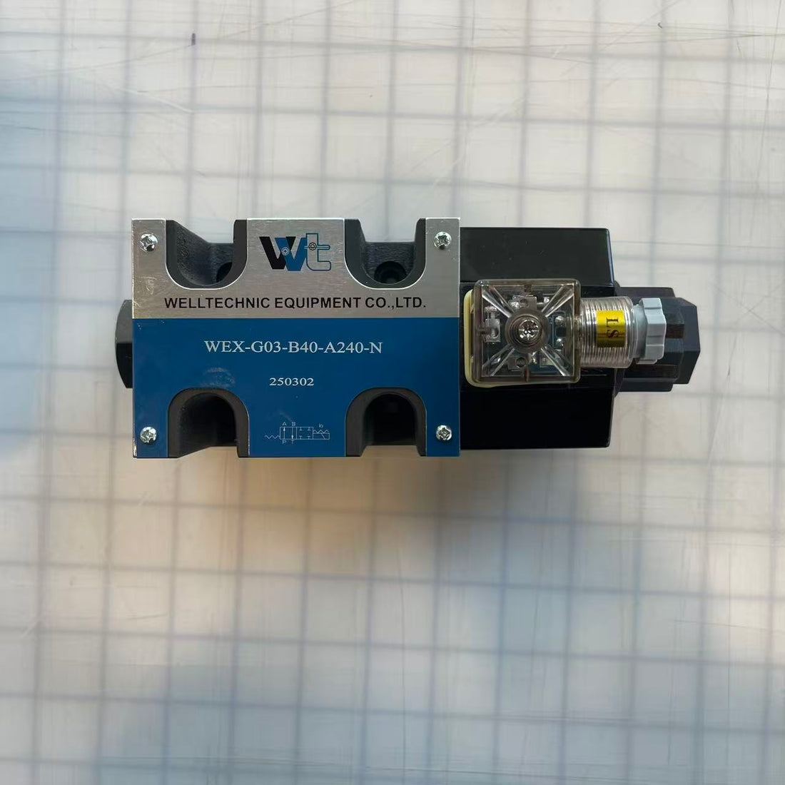 Welltechnic WEX-G03-B40-A240-N Hydraulic Solenoid Valve – G03 Size, 240V AC, 40L/min Flow Rate