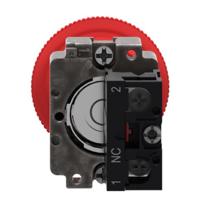 Schneider / XB2BS542C / Red / Emergency Stop Push Button / IP65 / Metal / Ø 22 / Turn-to-Release / 1NC