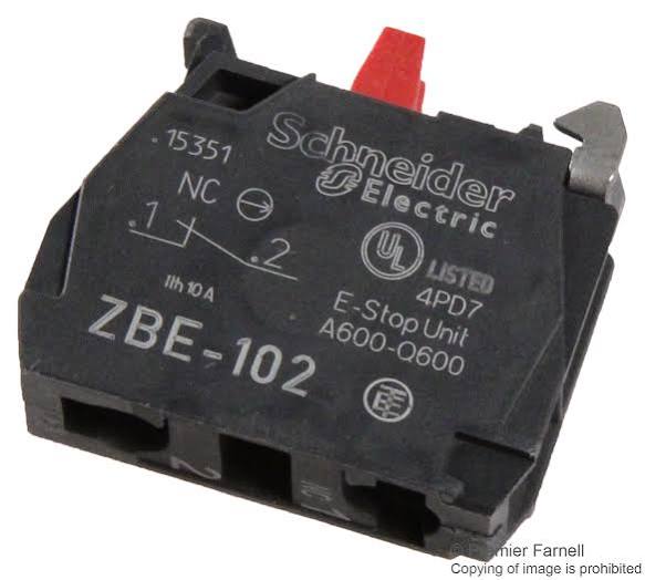 Schneider Electric ZBE102  | Single add-on Electrical Contact Block  | Fits 22mm units