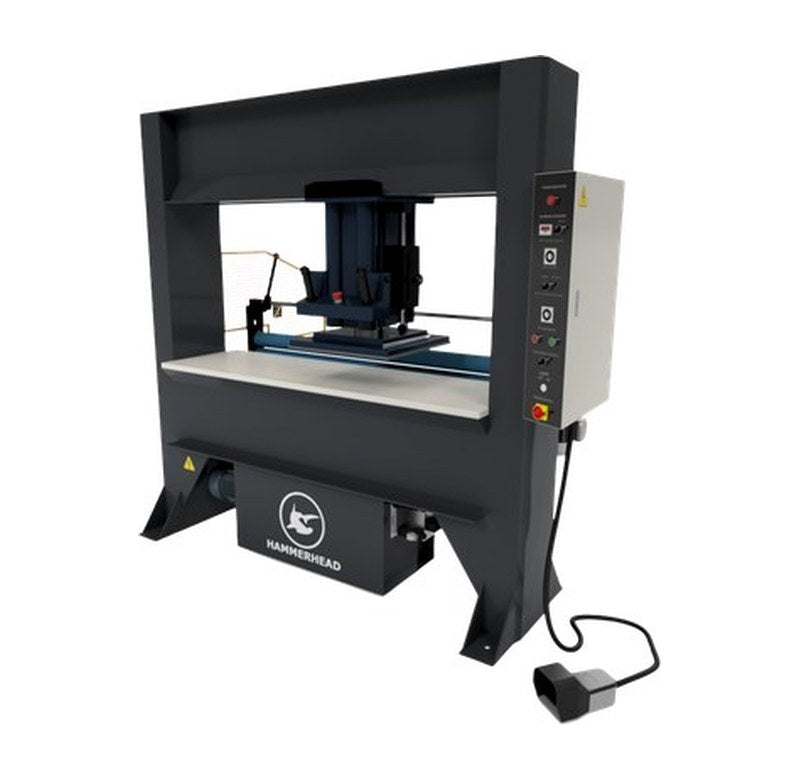 Trak Series traveling head press, Manual + Pinch Rollers configuration