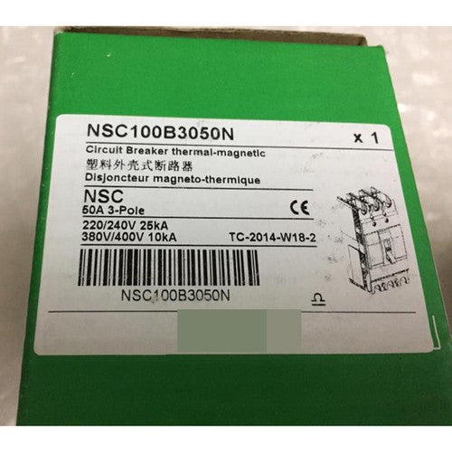 Schneider / NSC100B3050N / 3-Pole Molded Case Circuit Breaker / 50A / 690V AC / Thermal-Magnetic / LI Trip / 10kA @ 380V / Bolt-On